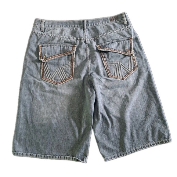 Brooklyn Xpress Jeans Shorts Men’s 40 Blue Denim Jorts Hip Hop Baggy Distressed - Picture 2 of 10